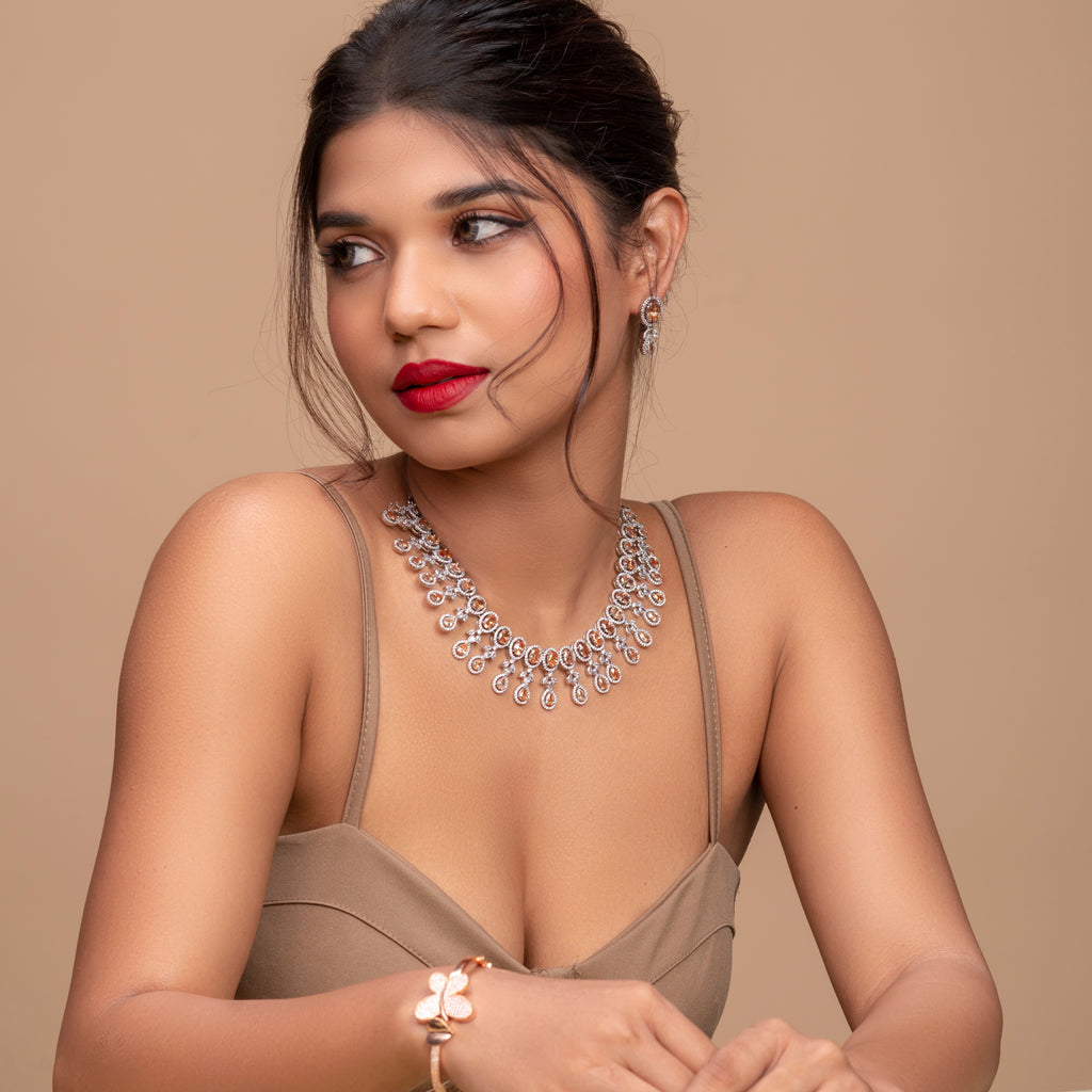 Sunkissed Champagne | Luxury CZ Crystal Necklace Set