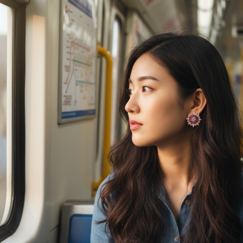 Moonlit Ruby | Premium CZ Crystal Earring