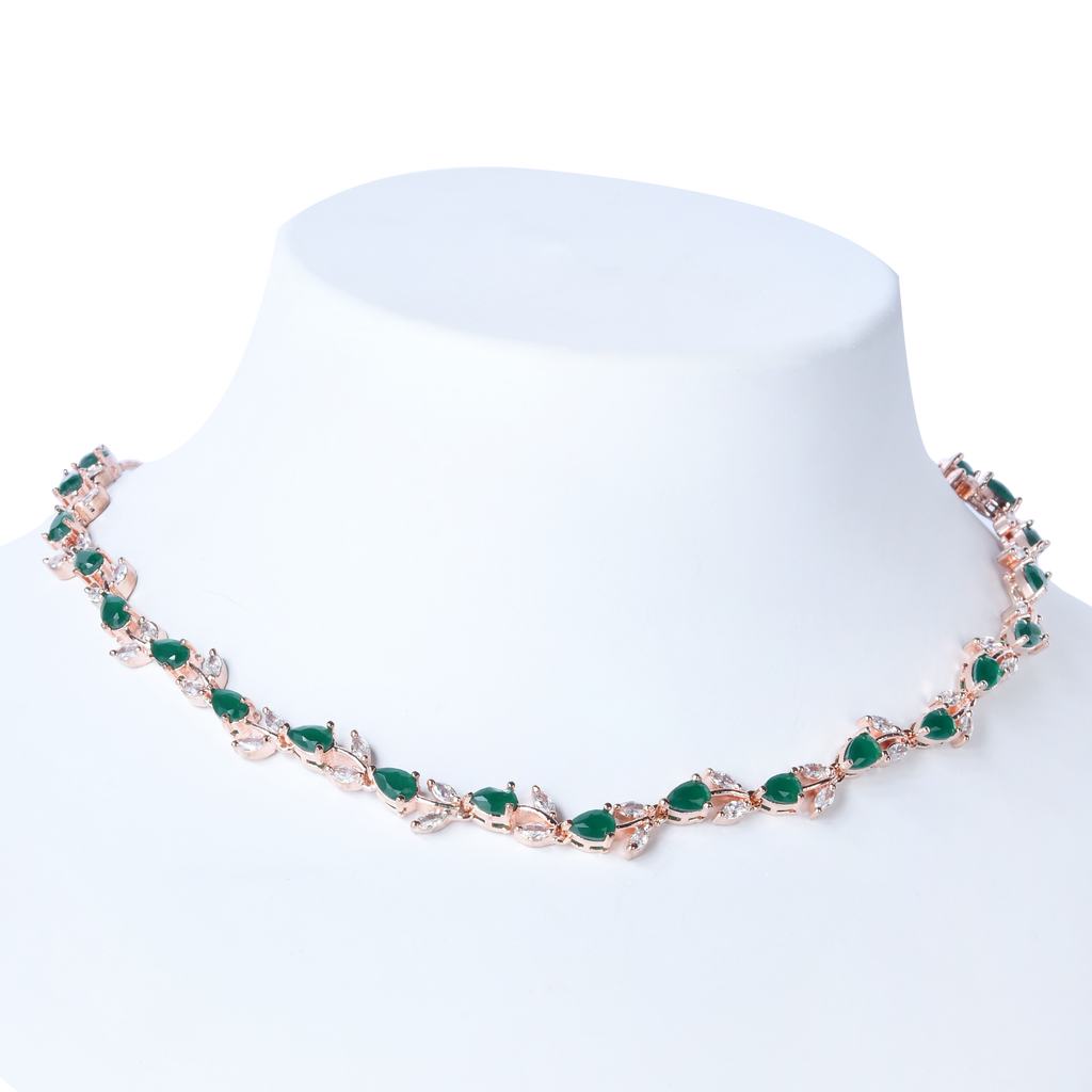 Glided Petal | Premium CZ Crystal Necklace Set