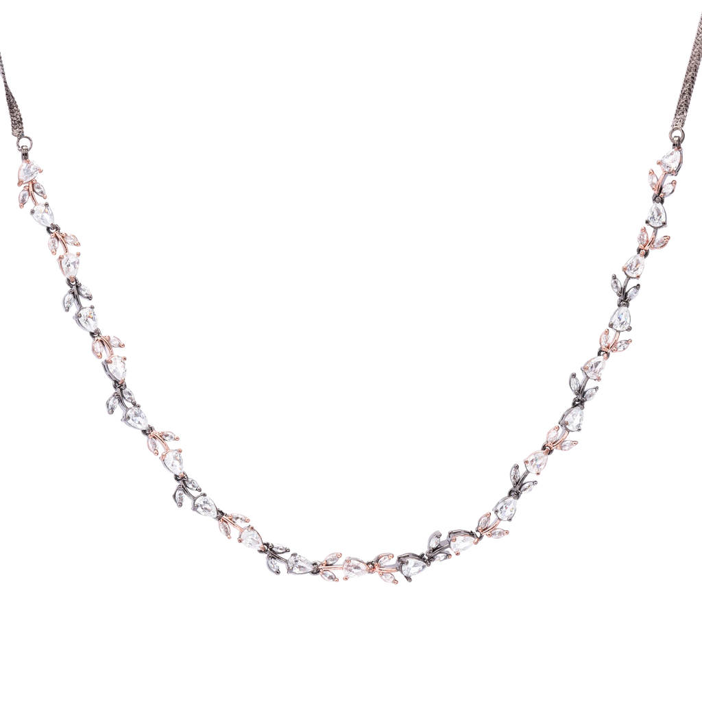 Glided Petal | White | Premium CZ Crystal Necklace Set