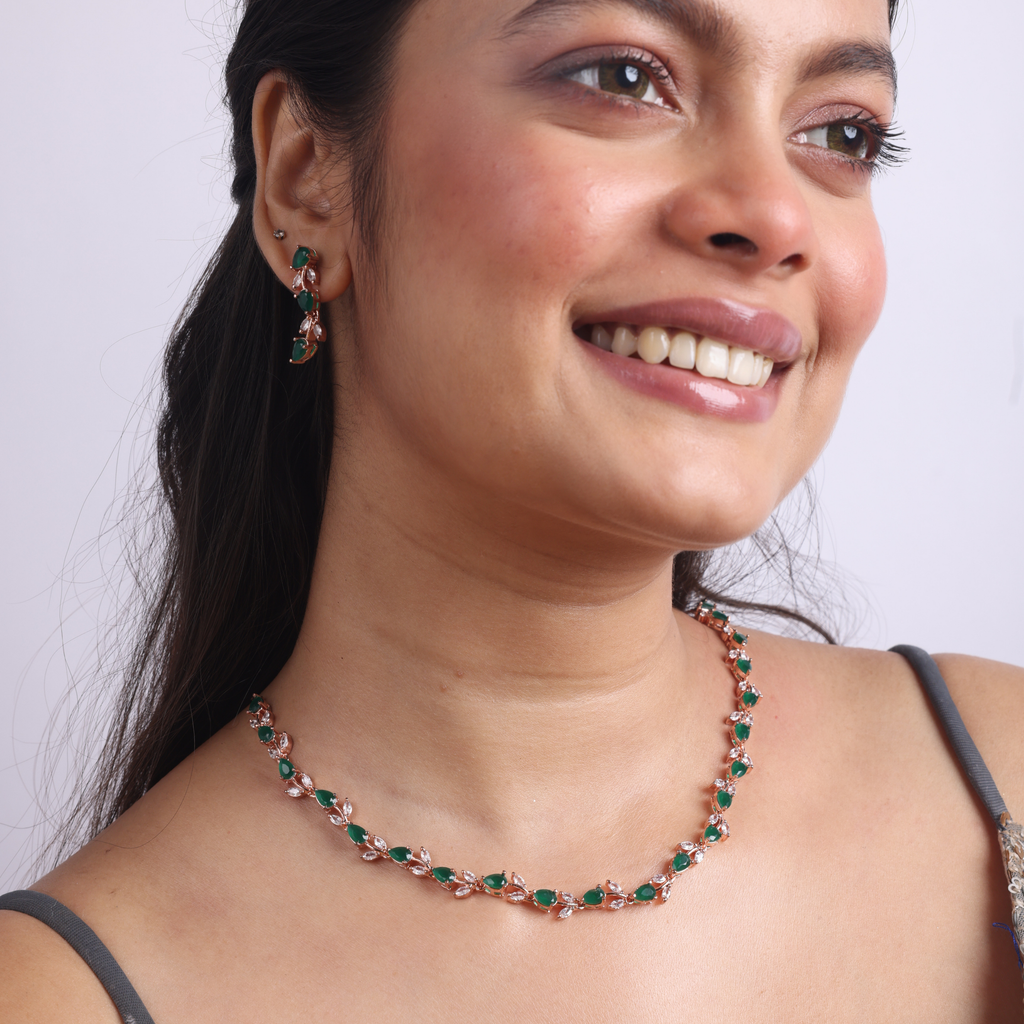 Glided Petal | Premium CZ Crystal Necklace Set