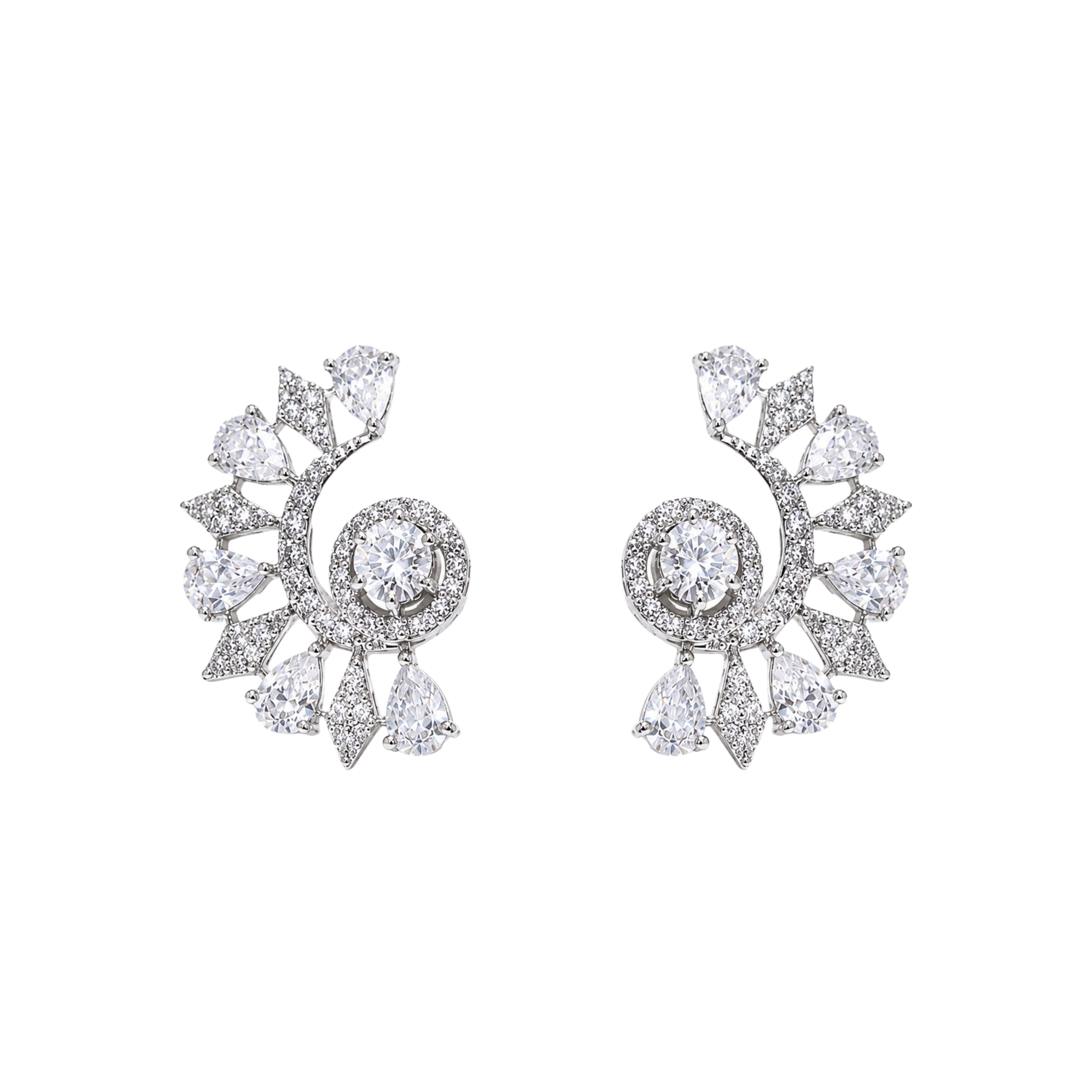 Rosy Cuff | White | Premium CZ Crystal Earring