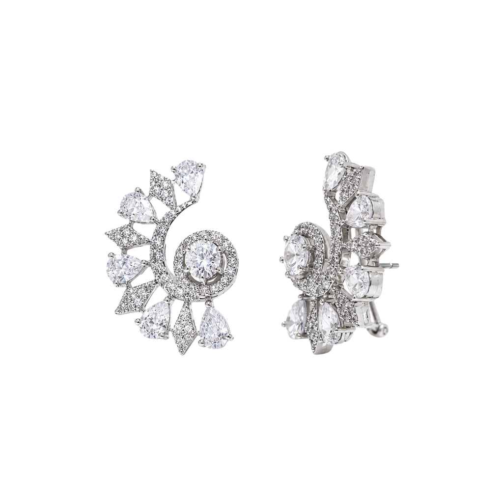 Rosy Cuff | White | Premium CZ Crystal Earring